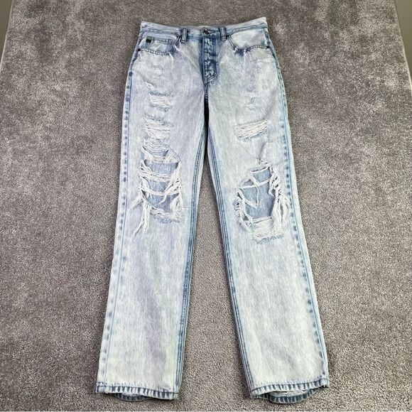KanCan Dixon Jeans Women's 7/27 Acid Blue Boyfriend High Rise Ripped Light Wash - Picture 1 of 14